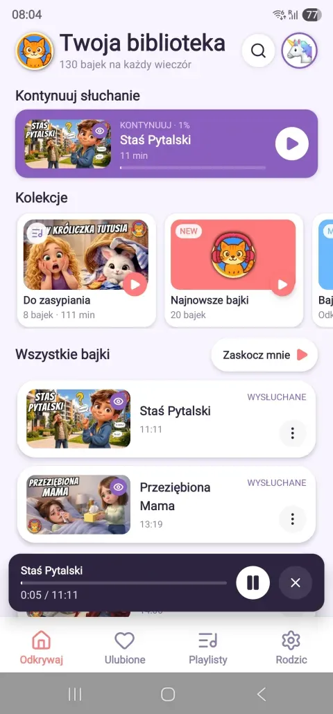 Zrzut ekranu aplikacji Bajkoprzygody